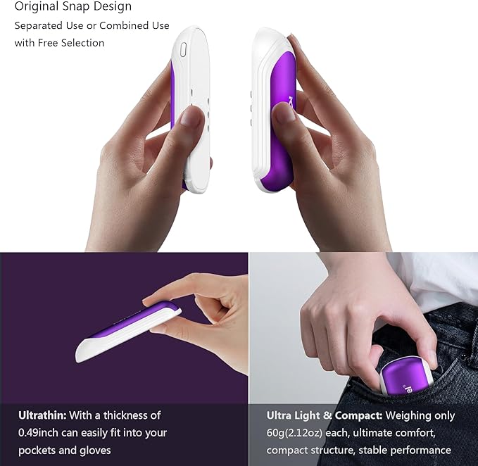 Karecel Hand Warmers Rechargeable 2 Pack, 5000mAh Hot Electric 2 in 1 Hand Warmer Portable Pocket Heater Reusable Handwarmers, Best Electronic Gifts for Men Women Kids, Hunting, Golf, Camping