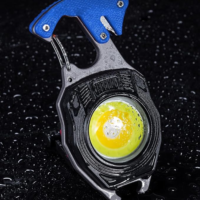 LED Small Flashlight Multitool, Rechargeable Keychain Light, COB Multi-Function Mini Work Light, 500 Lumens, 7 Lighting Modes with Electric Lighter, Seat Belt Cutter, Screwdriver, Whistle