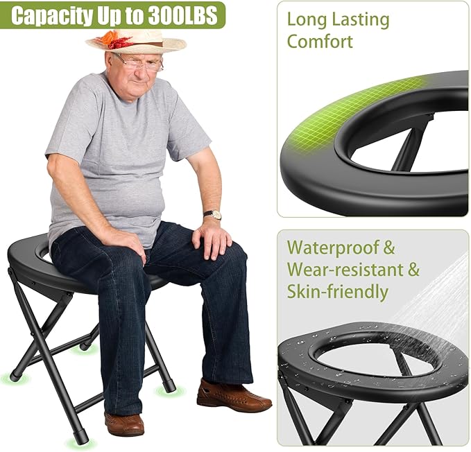 Portable Toilet Kit for Adults, Foldable Portable Camping Toilet with Pop up Privacy Tent, 300LBS Washable Instant Portable Toilet Set, Outdoor Camping Shower Tents Changing Room