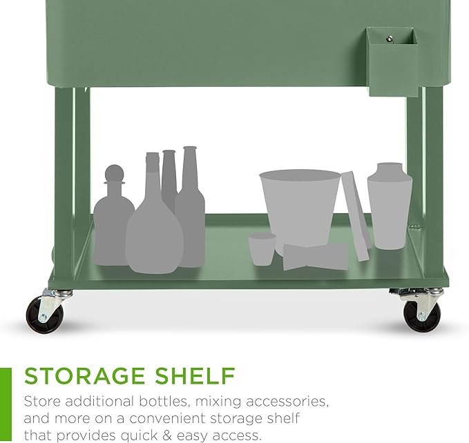 Best Choice Products 80-Quart Outdoor Steel Rolling Cooler Cart w/Ice Chest, Bottle Opener, Catch Tray, Drain Plug, Locking Wheels