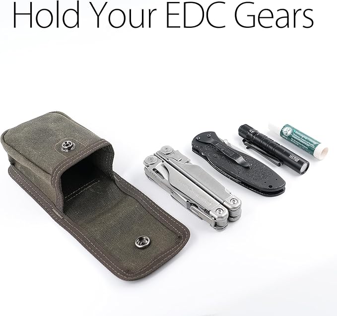 diodrio EDC Belt Pouch for Men Women, Small Compact EDC Holster Pouch with Belt Loop for Hiking, Fishing, Camping, Snap Closure, Classic Waxed Canvas