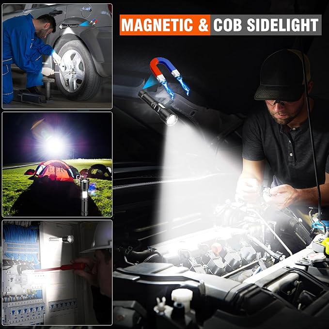 DanByte Flashlights High Lumens Rechargeable - 100,000LM &1500 Meters Super Bright Tactical LED Flashlight,Powerful Flash Light with 7Modes for Emergency,Camping,Car -2PACK
