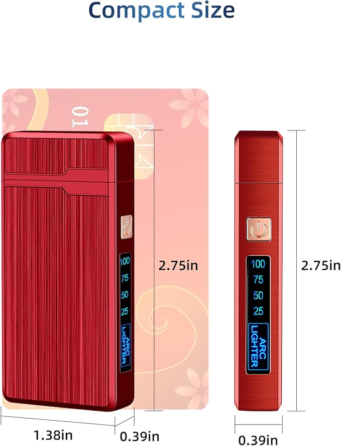 2 Pack Electric Lighter,USB Rechargeable Lighter, Plasma Dual Arc Lighter, Windproof Flameless Lighter, Pocket Metal Lighter with LED Battery Indication for Indoor Outdoor (Black&Red)