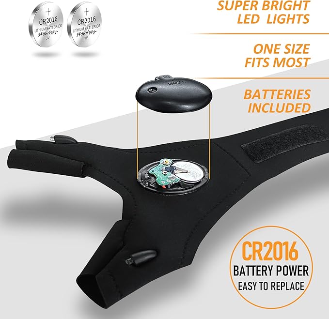 LED Flashlight Gloves Valentine's Day Gifts for Men Women Stocking Stuffers for Men Gifts Gadgets for Men Christmas Birthday Gifts for Him Who Have Everything Unique Gift Camping Accessories Fishing