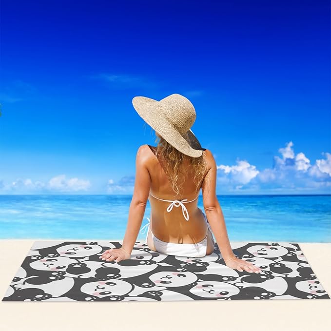 Microfiber Beach Towel Cute Baby Panda Oversized Large Sand Free & Quick Dry Lightweight Towel for Adults Womens Mens Travel Camping Gym Pool Swim