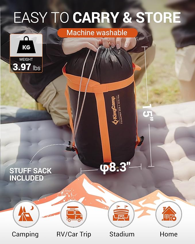 KingCamp Sleeping-Bags Down Sleeping Bag for Adults, Recycled 700 FP Cold Weather 3-4 Season Sleeping Bag