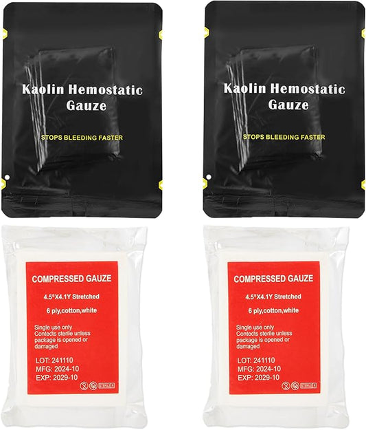Quick Blood Clotting Emergency Gauze 3" x 145" (2 Pack)- Sterile Hemostatic Z-Folded Compressed Gauze 6-Ply (2 Pack) for First Aid, Combat, Survival, IFAK Trauma Kit Supplies Refill (STAMEN) 