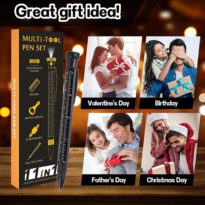 11 in 1 Multi-Tool Pen - Tools for Travel, Camping, Outdoor Activities and Everyday Use - Father's Day Dad Gift for Daughter Son, Birthday Father's Day Gift for Dad Grandpa Husband, Cool Gadgets