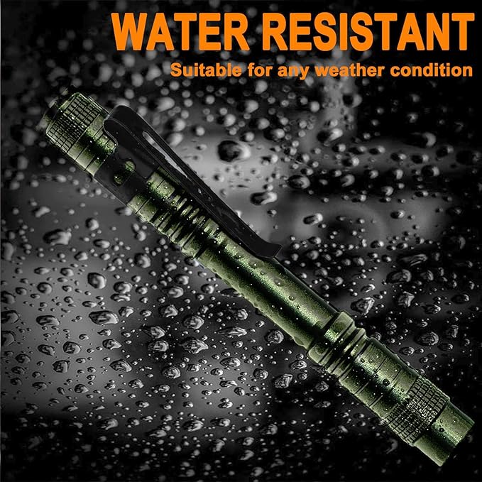 20 Pack Pen Light Flashlight Mini Small Flashlight with Clip Waterproof LED Pocket Pen Flashlights for Camping, Inspection, Work, and Emergency(Large,Green)