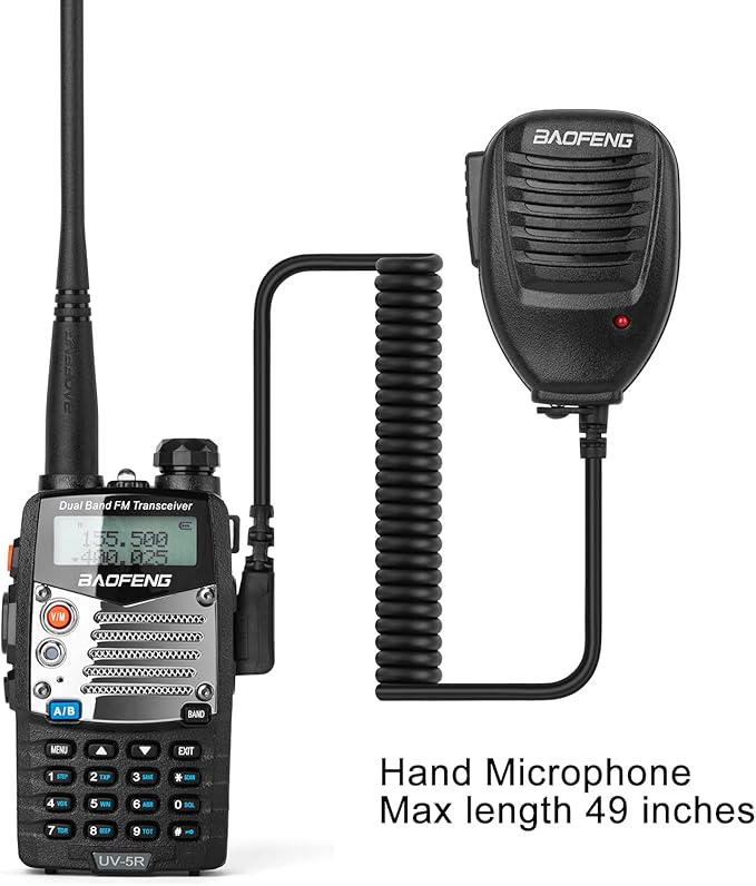 BAOFENG UV-5R 8W Ham Radio Handheld Dual Band 2-Way with an Extra 3800mAh Battery with BAOFENG Hand Mic and Programming Cable