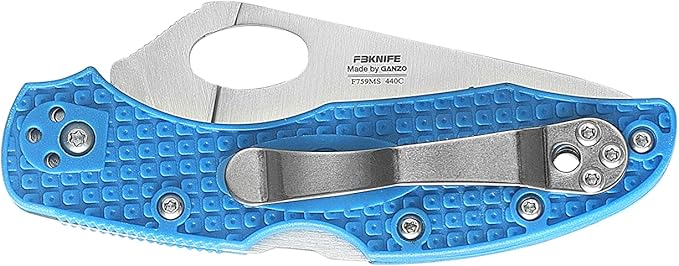 Firebird GANZO F759MS-BL Serrated Blade Folding Pocket Knife 440C Stainless Steel Serrated Blade Nylon Glass Fiber Anti-Slip Handle with Clip Fishing Camping EDC Knife (Blue)
