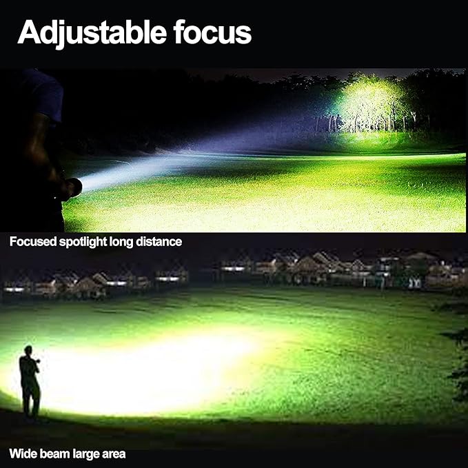 Worlds Smallest Brightest Flashlight High Lumen 5000 Military Rechargeable Zoom Searchlights Lantern Combo with Red Light Optional for Kids Camping Hiking Daily Use Car Hunting Fishing, Black