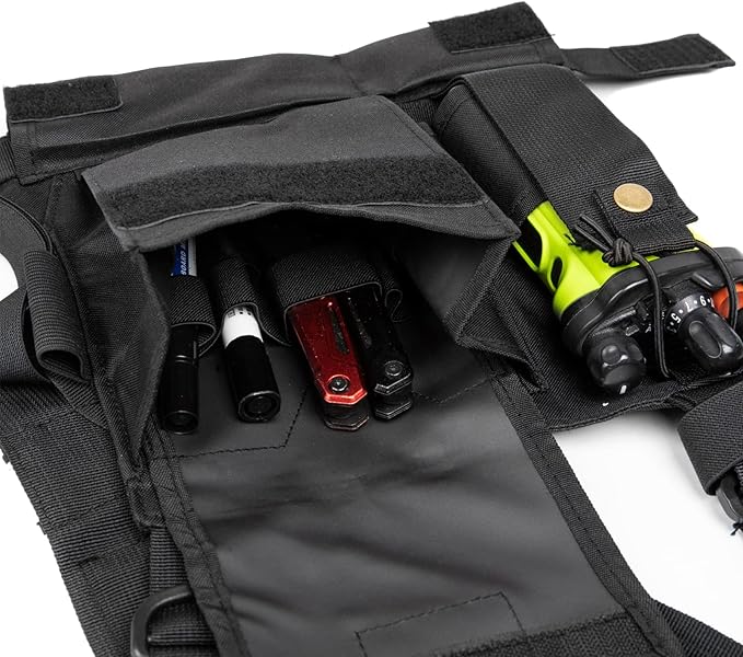 LUITON Radio Chest Harness with Reflective Strips Shoulder Holster Radio Vest Holder Two Way Radio Vest Rig Walkie Talkie Case with Front Pack Pouch for Motorola/Midland/Baofeng/Retevis(2 Pack)