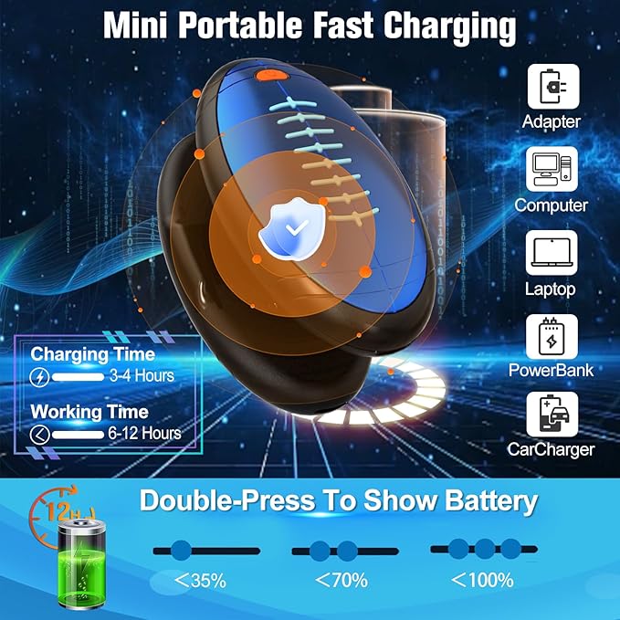 Hand Warmers Rechargeable, 2023 Newest 2 Pack Temperature Electric Portable Heater Football Shape Hand Warmer, Quick Charge Portable Hand Warmer Gift for Christmas Outdoors/Hunting/Golf/Camping