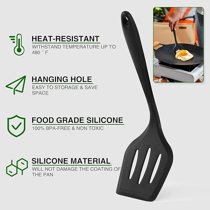 Camping Cooking Essentials Utensils Set - Camp Cookware Kitchen Accessories Kit, Camper Gear Must Haves, Stainless Steel & Silicone, RV Car Portable Outdoor Equipment Tool