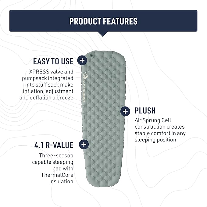Sea to Summit Ether Light XR Insulated Sleeping Pad, Rectangular - Regular (72 x 25 x 4 inches)