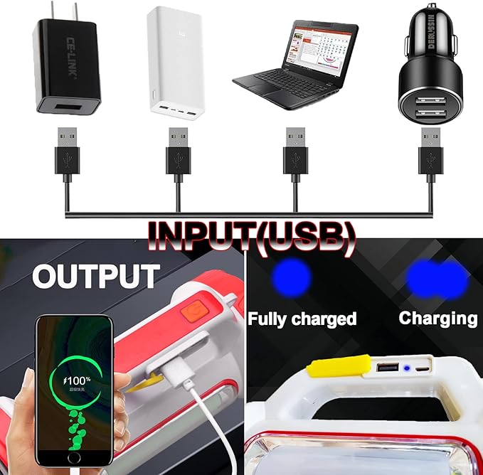 LED Spotlight,Solar USB Rechargeable Spotlight Flashlight with 6 Modes,4000mAh Power Bank,IPX4 Waterproff Lightweight Work Light for Camping Outdoor and Power Outages Emergency(Red)