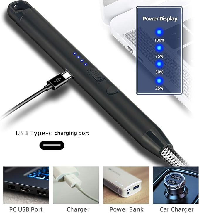 2 Pack Candle Lighter,Arc Lighter with USB Charging,Flameless Windproof,LED Battery Display,Safety Switch,Rotate 360 Degrees,for Aromatherapy,Candles,BBQ,Camping.(Black&Red)…