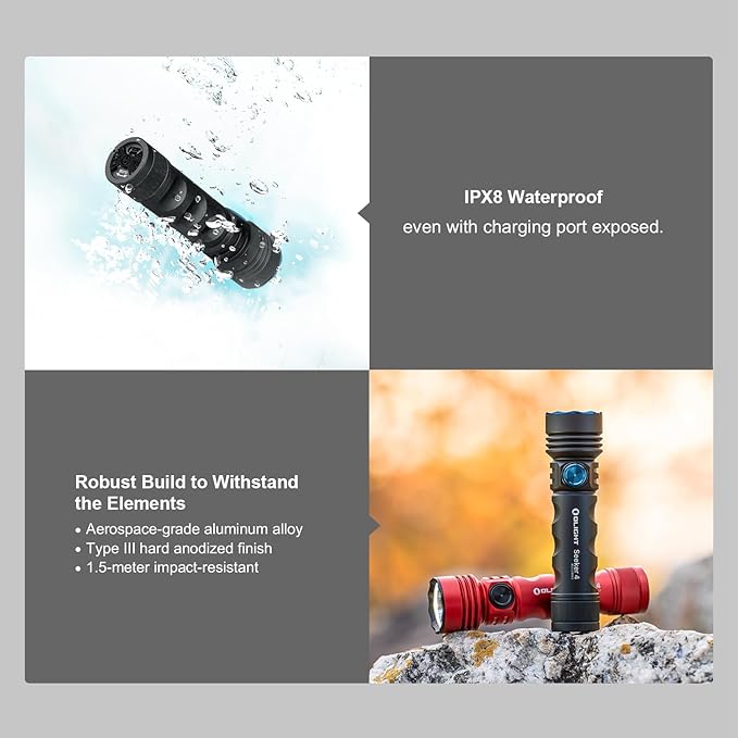 OLIGHT Seeker 4 Rechargeable Bright Flashlights, 3100 High Lumens USB-C Charging Flashlight, 400 Meters Powerful LED Long Rage Flashlight for Emergency, Camping, and Law Enforcement (Matte Black)