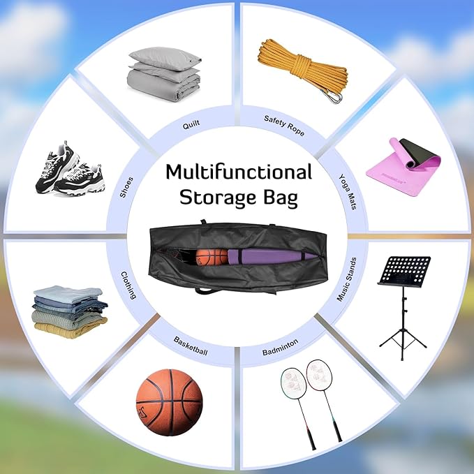 INFANZIA Duffel Travel Sports Equipment Bag, Long Luggage Bag with Upgrade Zipper Water Resistant, Extra Large Foldable Storage Bag for Camping, Tent, Tripod, Fishing(50x11x16 inch,1PCS)