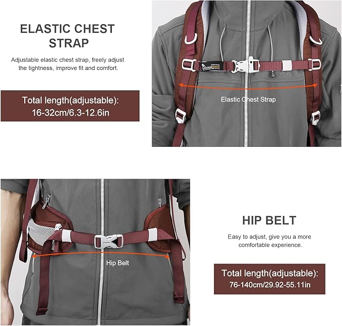 MOUNTAINTOP 40L Hiking Backpack Travel Daypack with Rain Cover for Outdoor Backpacking, Camping
