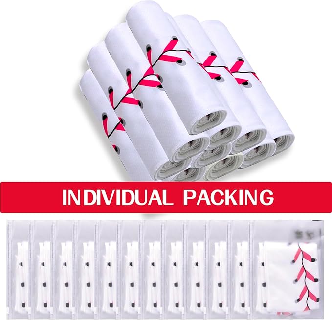 12 Pcs Cooling Towels, Breathable Chilly Towel, Individual Package 40"x12" Microfiber Towel for Coach Gift (White,Baseball)