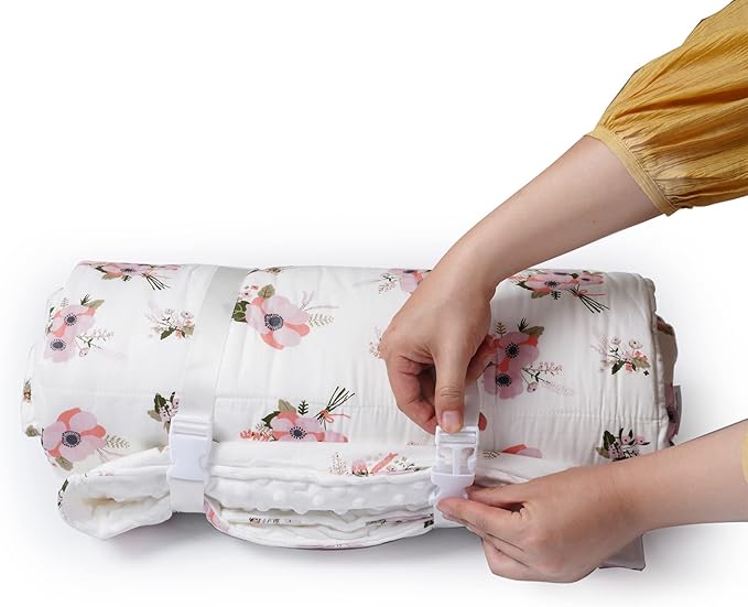 Bunnikins & Clover Toddler Nap Mat with Removable Pillow, Nap Mats for Preschool, Easy Clean Toddler Nap Pad for Kindergarten, Kids Sleeping Bag for Travel Camping