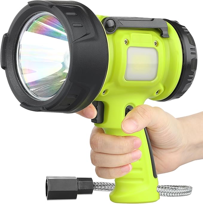 Rechargeable Spotlight Flashlight with 1000,000 High Lumen LED, Waterproof Handheld Bright Outdoor Spot Light Searchlight for Boating, Camping