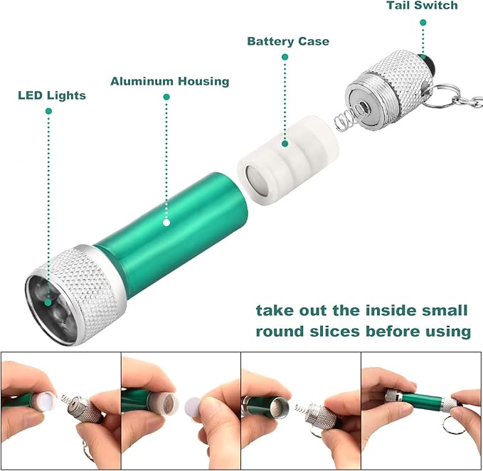 Honoson 30 Pieces Mini Led Flashlight Keychain Portable 5 Bulb LED Flashlight for Camping Party Favors