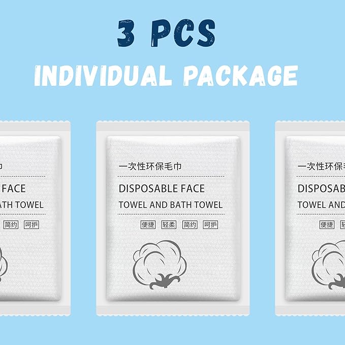 Disposable Bath Towels, 3 Pcs Large Travel Bath Towel 55 * 28 in, Travel Essentials Compressed Towel - Portable Disposable Washcloths for Travel Beach Shower Hiking Swim Hotel Camping