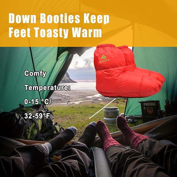 Down Booties Warm Socks Ultralight Sleeping Sock for Camping, Backpacking - Camp Sleeping Bag Tent Down Foot Warmer for Men & Women