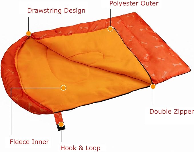 KUDES Dog Sleeping Bag Waterproof Warm Packable Dog Bed with Storage Bag for Indoor Outdoor Travel Camping Hiking Backpacking (43''Lx27''W)