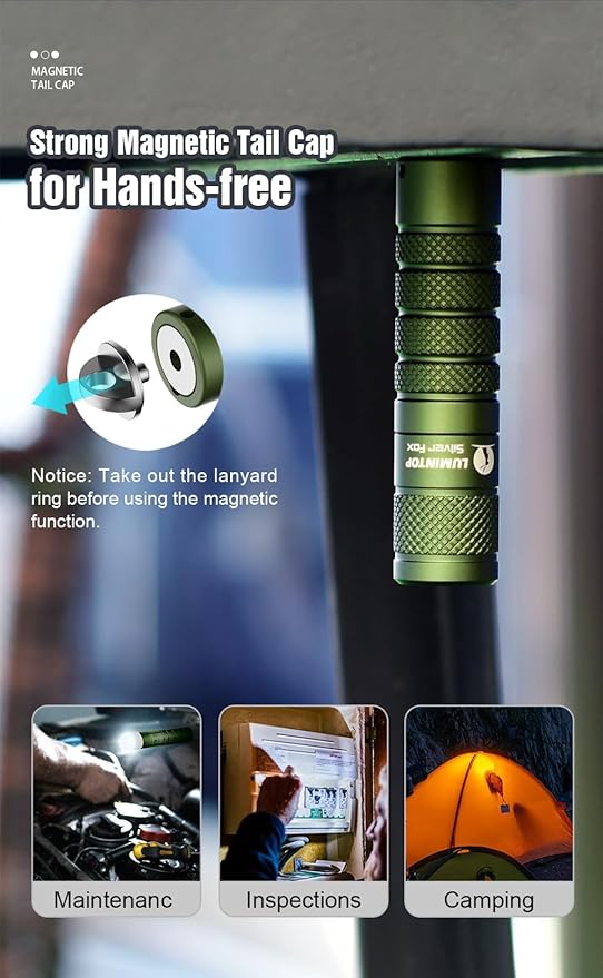 LUMINTOP AA Flashlight - 760 Lumens, Silver Fox 5 Modes, Strong Magnetic Tailcap, Perfect for Outdoor Adventure, Camping, Hiking, Emergencies, and Everyday Carry (Green)