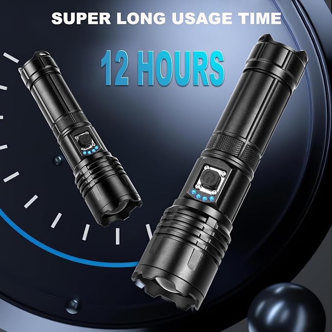 Flashlights High Lumens Rechargeable 2 Pack, 990000 Lumen Super Bright Led Flashlight with USB Cable, IPX7 Waterproof, 5 Modes Powerful Handheld Flash Light for Home Camping Emergency