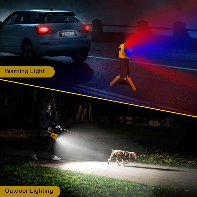 LED Cordless Work Light, Rechargeable Work Light with Foldable Tripod Stand, 180 Degree Rotating, Detachable Handheld Flashlight, 5000 Lumen, Lighting for Workshop, Camping, Outdoor