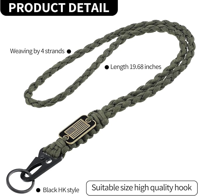Frienda 2 Set Heavy Duty Paracord Lanyard Necklace Whistles Strap Braided 550 Keychain Lanyard for Outdoor Activities Camera