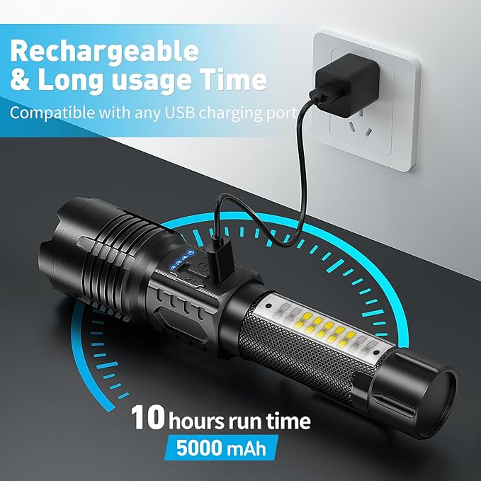 Rechargeable Flashlights High Lumens 2 Pack, 990000 Lumen Bright LED Flashlight with 7 Lighting Modes, IPX7 Waterproof Powerful Handheld Flash Light for Home Camping Emergency