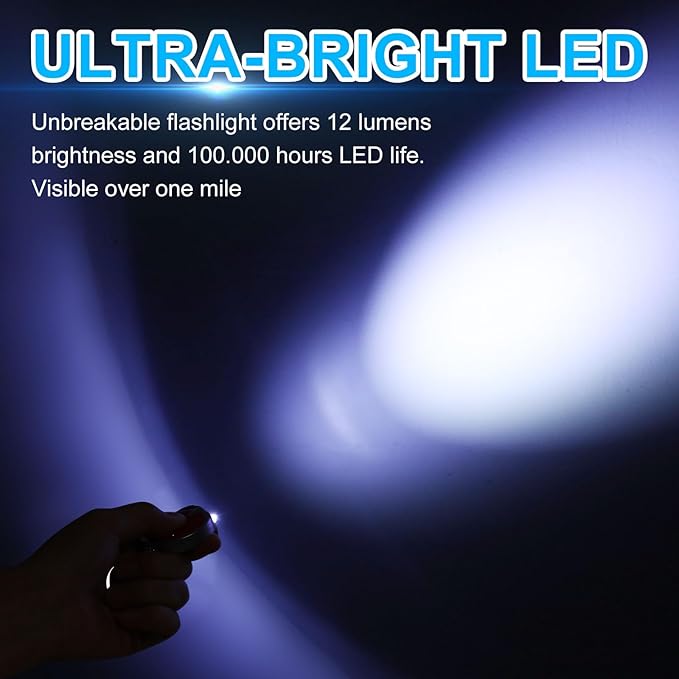 42 Pcs LED Keychain Flashlight Round Mini Keychain Flashlight Portable Keyring Flashlight Light Keychain Battery Powered Key Ring Torch for Outdoor Camping Hiking Emergency Lighting, 6 Colors