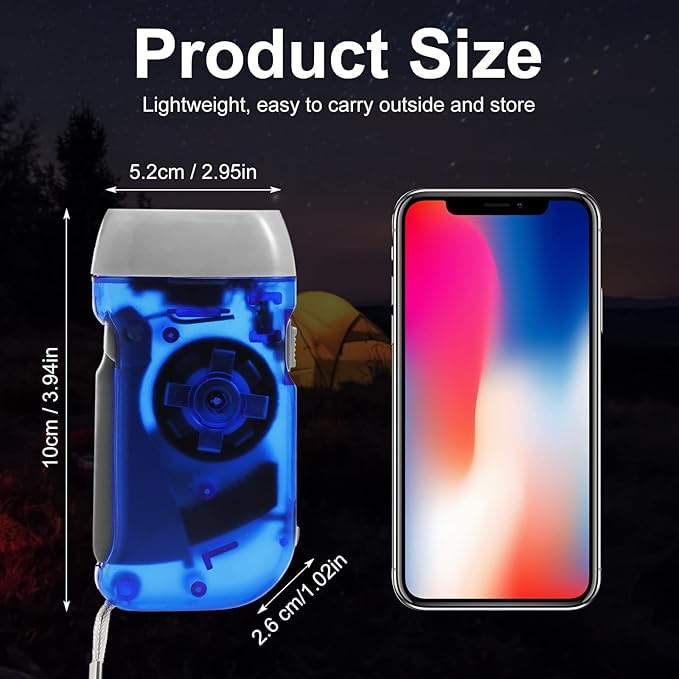 Mudder 24 Pieces Hand Crank Flashlight No Battery Flashlight with LED Self Powered Charging Torch Dynamo for Camping Emergency (Green, Grey, Blue, Red)