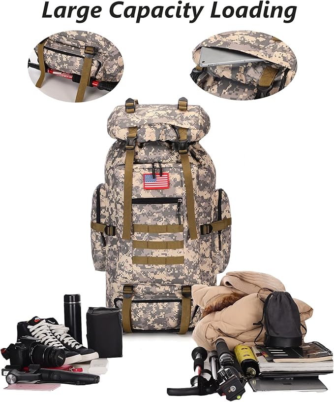 100L Hiking Camping Backpack Tactical Backpack for Men Large Survival Hunting Waterproof Backpack Molle Rucksack Military Camping Backpacking Daypack