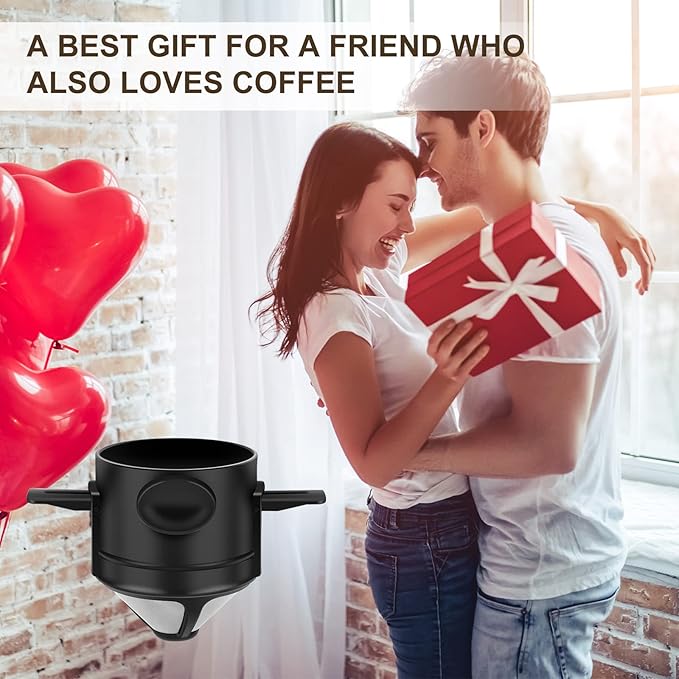 Pour Over Coffee Maker,Portable Stainless Steel Reusable Coffee Filter, Mini Collapsible Paperless Single Serve 1 Cup Coffee Dripper Cup Easy To Clean For Travel Camping