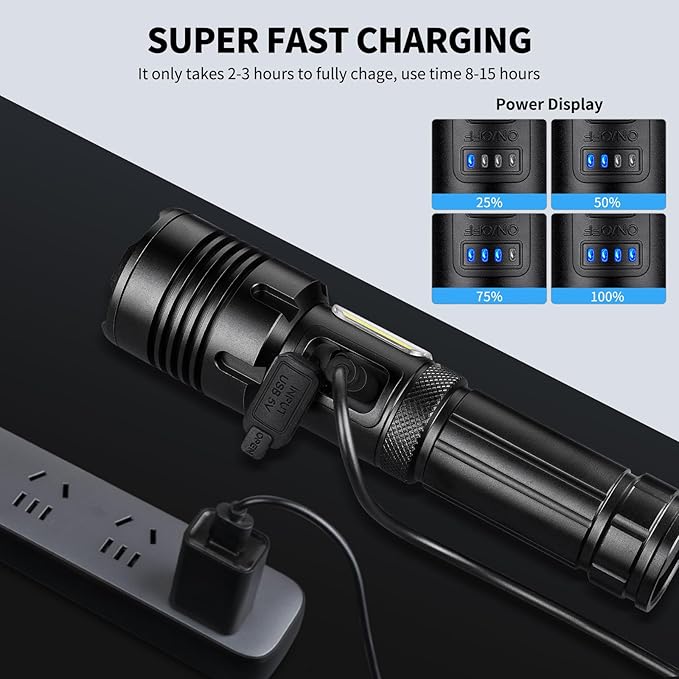 Rechargeable Flashlights High Lumens, 2 Packs 990,000 Lumens Super Bright Flash Light with 7 Light Modes & IPX7 Waterproof, Powerful Handheld LED Flashlight for Home Camping Hiking