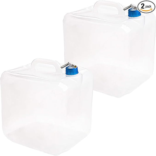 Cedilis 2 Pack 5.3 Gallon Collapsible Water Container with Spigot, Food Safe Water Storage Jug, BPA-Free Camping Water Storage Jug Canteen for Outdoor Hiking and Emergency, Portable, Foldable