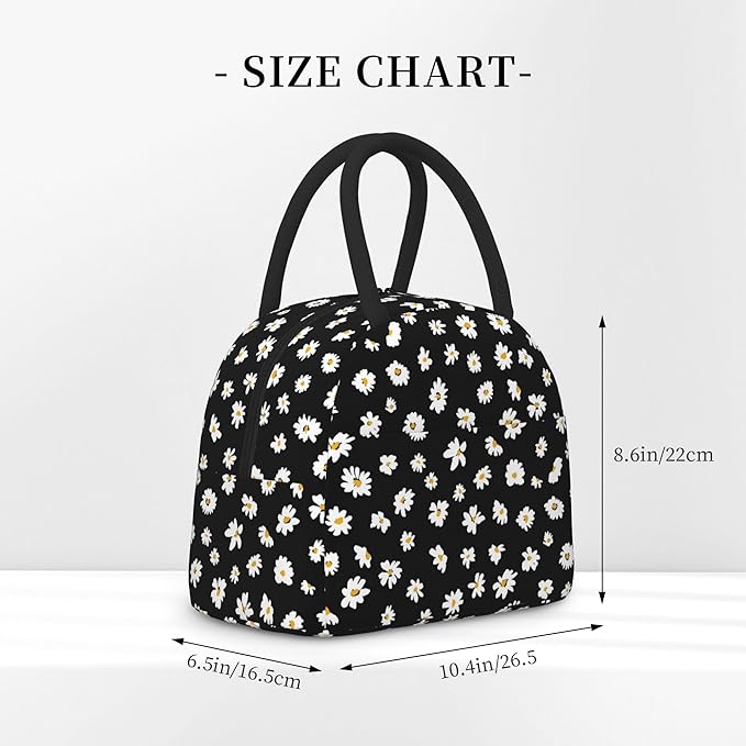 Daisy Lunch Bag Lunch Box for Women Men Boys Girls, Reusable Insulated Lunch Tote Bag, Leakproof Thermal Cooler Sack Food Handbags High Capacity for Work School Picnic Camping Gifts