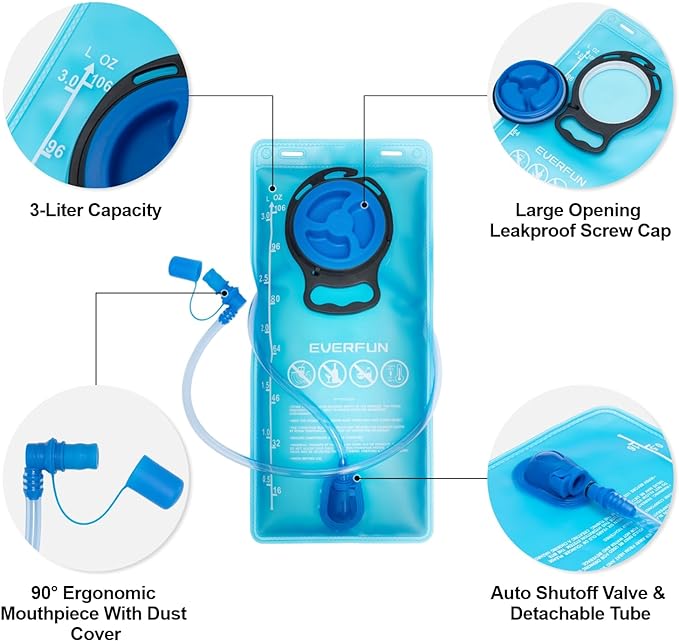 Everfun Hydration Backpack 18L with Water Bladder 2L/3L Hiking Water Backpack Women Men Lightweight Insulation Hydration Day Rucksack for Hiking, Cycling, Running, Festival, Camping