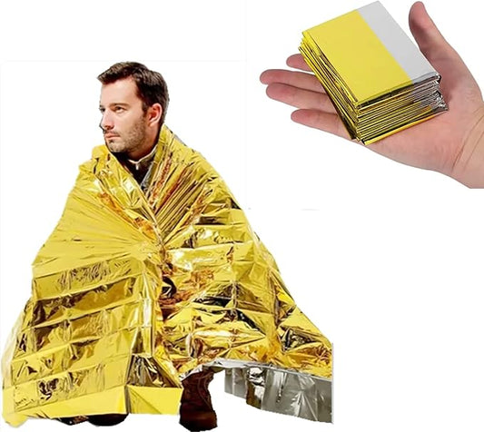 Emergency Mylar Thermal Blankets, Silver Gold Foil Survival Blanket Space Blanket Survival Kit for Outdoors, Camping, Hiking, Survival or First Aid (Gold, 1pc)