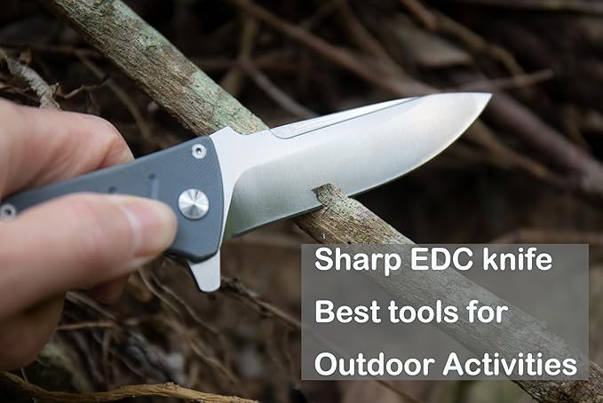 FD02 Folding Pocket Knife, 8Cr13MoV Stainless Steel Blade G10 Handle EDC Pocket Knife for Men and Women, Camping Hunting Hiking Fishing Knives Tools (White)