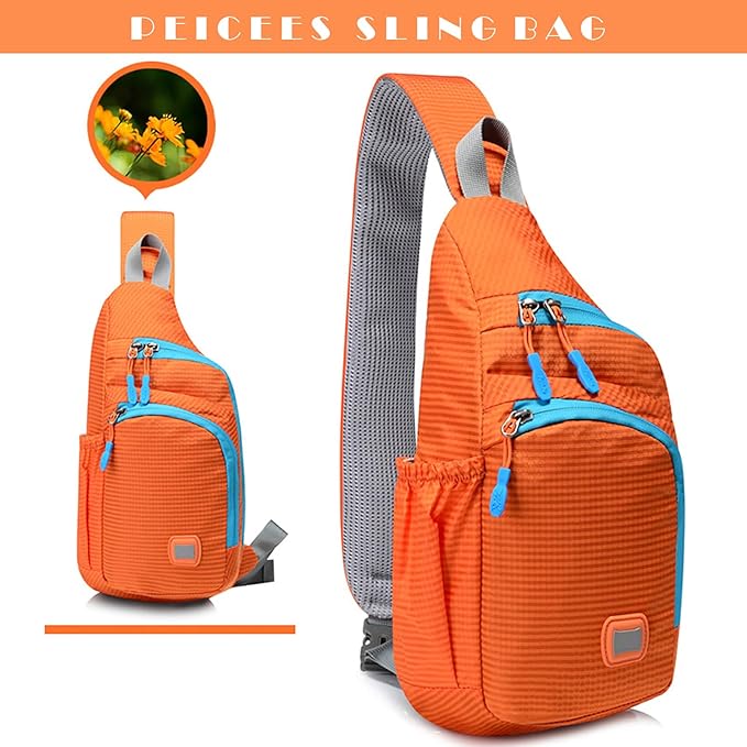 Peicees Small Sling Backpack Waterproof Unisex Shoulder Bag Chest Crossbody Daypack