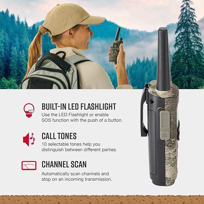 Cobra 32-Mile, Rugged Two-Way Radio, Truetimber Strata, 2 Pack