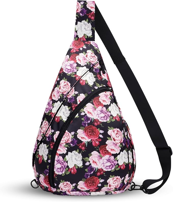 HUA ANGEL Crossbody Sling Bag for Men & Women Lightweight Waterproof Chest Shoulder Bag for Travel Hiking & Everyday Use